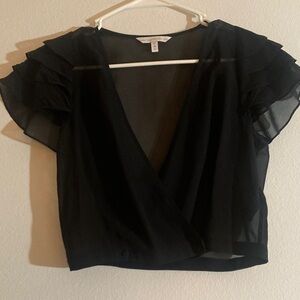 And Other Stories & Rodarte Sheer Black Ruffle Sleeve Women's crop top XS